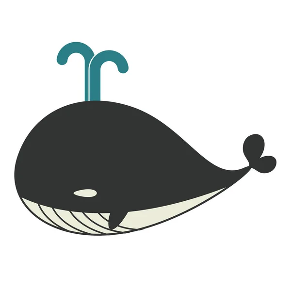 Vector Nursery Cute Wild Mammal Animal Whale — Stock Vector