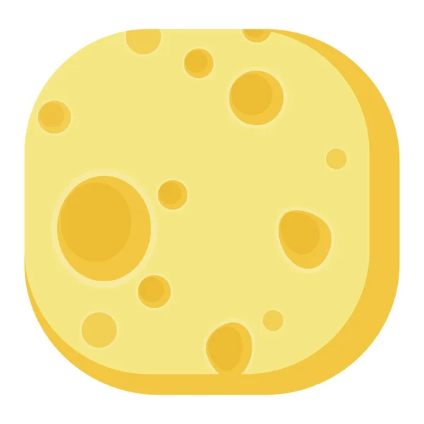 Delicioso Desayuno Ronda Esquina Cuadrada Icono Queso — Vector de stock