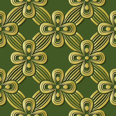 Sorunsuz kabartma heykel dekorasyon retro desen eğrisi altın şerit çiçek çapraz yuvarlak. Tebrik kartı veya zemin şablon tasarımı için idealdir