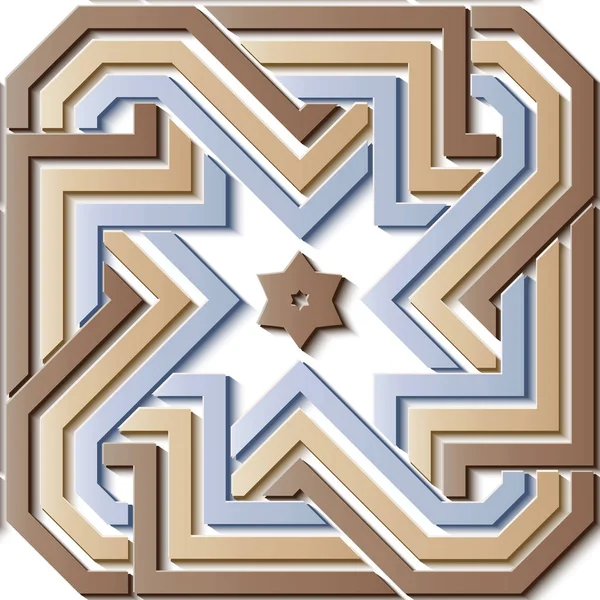 Naadloze Reliëf Sculptuur Decoratie Retro Patroon Spiraal Vortex Geometrie Ster — Stockvector