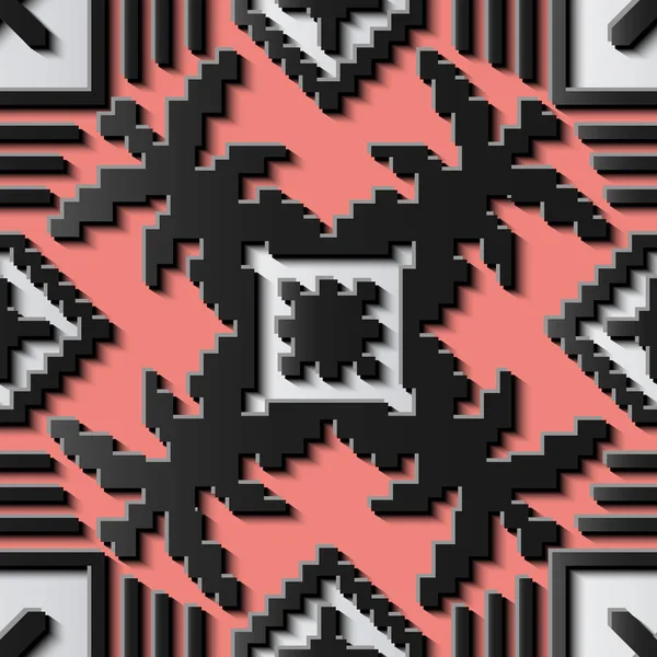 Bezproblémovou Pomoc Sochařství Dekorace Retro Vzor Mozaika Pixel Kříž Rostlina — Stockový vektor