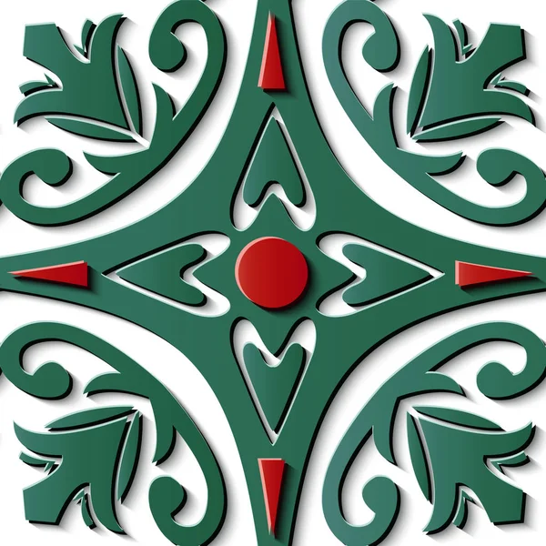Απρόσκοπτη Ανακούφιση Γλυπτική Διακόσμηση Ρετρό Μοτίβο Πράσινο Καμπύλη Σταυρός Καλειδοσκόπιο — Διανυσματικό Αρχείο