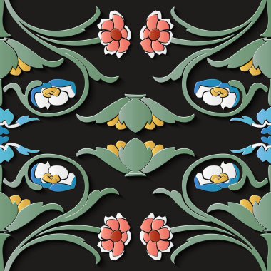 Sorunsuz kabartma heykel dekorasyon retro deseni eğrinin çapraz botanik çiçek yaprak asma. Tebrik kartı veya zemin şablon tasarımı için idealdir