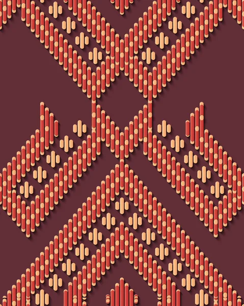 Seamless Relief Sculpture Decoration Retro Pattern Aboriginal Check Cross Geometry — Stock Vector