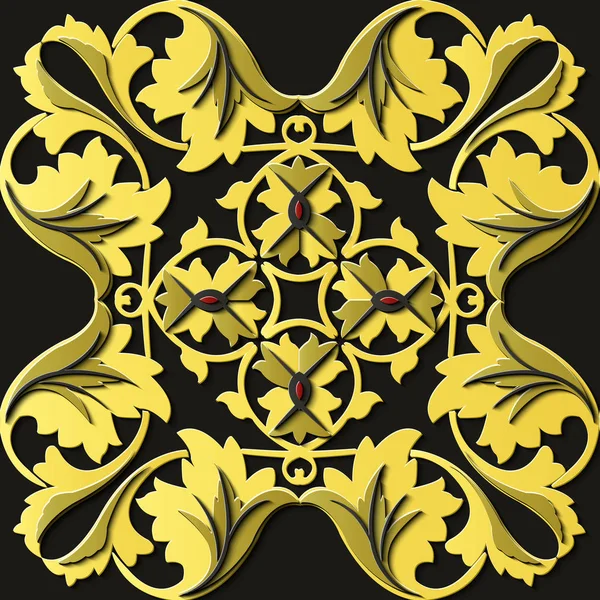 シームレスなレリーフ彫刻装飾レトロ パターン高級スパイラル曲線クロス金箔花紋です グリーティング カードや背景のテンプレート デザインに最適 — ストックベクタ