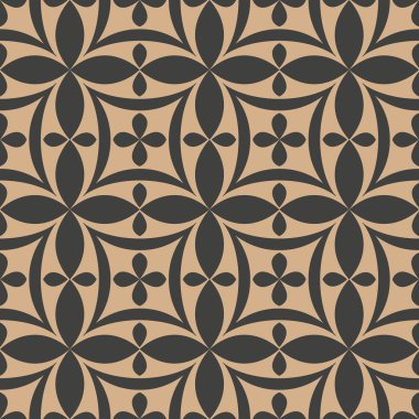 Vektör damasko Dikişsiz retro desen arka plan eğrisi geometri çerçeve kaleydoskop çapraz. Zarif lüks kahverengi tonlu tasarım duvar kağıtları, arka planında ve sayfa doldurmak için.