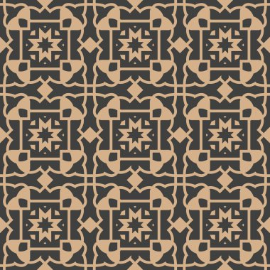 Vektör damasko Dikişsiz retro desen arka plan eğrisi Çokgen yıldız geometri çapraz çerçeve çiçek. Zarif lüks kahverengi tonlu tasarım duvar kağıtları, arka planında ve sayfa doldurmak için.