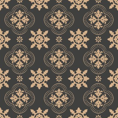 Vektör damasko Dikişsiz retro desen arka plan eğrisi çapraz çerçeve satır çiçek. Zarif lüks kahverengi tonlu tasarım duvar kağıtları, arka planında ve sayfa doldurmak için.