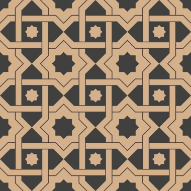 Çapraz çerçeve zincir vektör damasko Dikişsiz retro desen arka plan yıldız geometri. Zarif lüks kahverengi tonlu tasarım duvar kağıtları, arka planında ve sayfa doldurmak için.