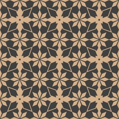 Vektör damasko Dikişsiz retro desen arka plan Çokgen yıldız çapraz geometri çiçek çerçeve. Zarif lüks kahverengi tonlu tasarım duvar kağıtları, arka planında ve sayfa doldurmak için.
