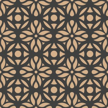 Vektör damasko Dikişsiz retro desen arka plan yuvarlak eğrisi geometri çiçek çiçek dürbünü çapraz. Zarif lüks kahverengi tonlu tasarım duvar kağıtları, arka planında ve sayfa doldurmak için.