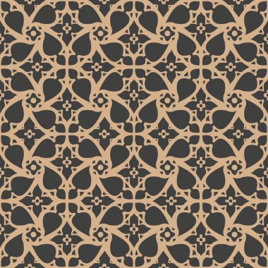 Vektör damasko Dikişsiz retro desen arka plan sarmal girdap çiçek çerçeve kaleydoskop çapraz. Zarif lüks kahverengi tonlu tasarım duvar kağıtları, arka planında ve sayfa doldurmak için.