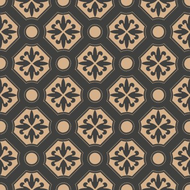 Vektör damasko Dikişsiz retro desen arka plan eğrisi Botanik Bahçe çiçek çapraz. Zarif lüks kahverengi tonlu tasarım duvar kağıtları, arka planında ve sayfa doldurmak için.