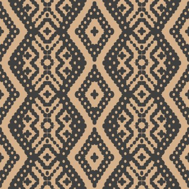 Vektör damasko Dikişsiz retro desen arka plan geometri yerli çerçeve çapraz kontrol edin. Zarif lüks kahverengi tonlu tasarım duvar kağıtları, arka planında ve sayfa doldurmak için.