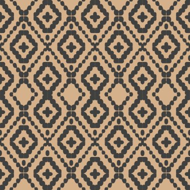 Vektör damasko Dikişsiz retro desen arka plan geometri yerli çerçeve çapraz kontrol edin. Zarif lüks kahverengi tonlu tasarım duvar kağıtları, arka planında ve sayfa doldurmak için.