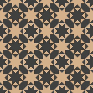 Vektör damasko Dikişsiz retro desen arka plan yıldız çokgen geometrisi kaleydoskop çapraz. Zarif lüks kahverengi tonlu tasarım duvar kağıtları, arka planında ve sayfa doldurmak için.