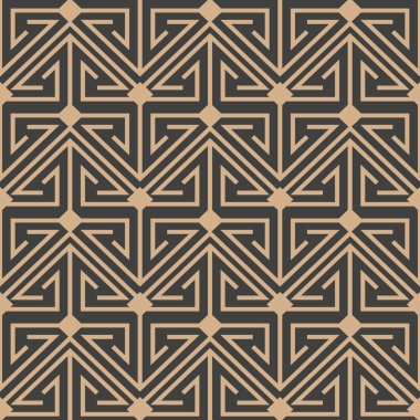 Vektör damasko Dikişsiz retro desen arka plan üçgen geometrisi sarmal Kadraj çapraz. Zarif lüks kahverengi tonlu tasarım duvar kağıtları, arka planında ve sayfa doldurmak için.