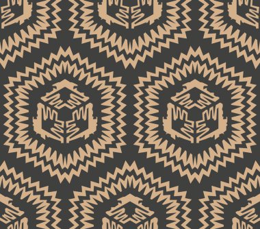 Vektör damasko Dikişsiz retro desen arka plan Çokgen testere dişi geometri çapraz çerçeve. Zarif lüks kahverengi tonlu tasarım duvar kağıtları, arka planında ve sayfa doldurmak için.