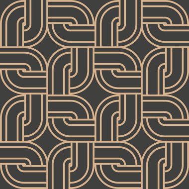 Vektör damasko Dikişsiz retro desen arka plan çapraz kare Kadraj zincir eğrisi köşe yuvarlak. Zarif lüks kahverengi tonlu tasarım duvar kağıtları, arka planında ve sayfa doldurmak için.