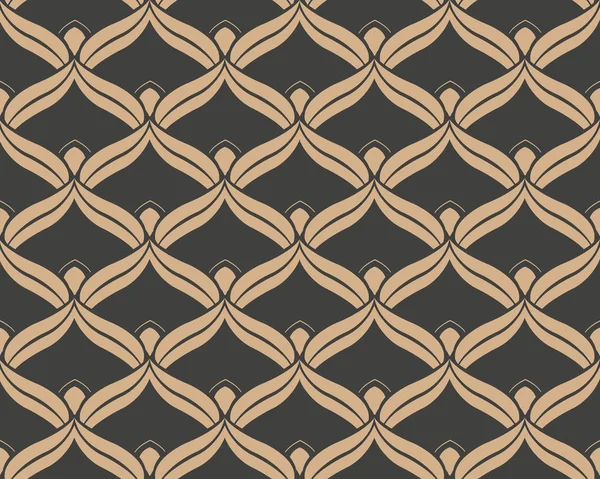 Vektör damasko Dikişsiz retro desen arka plan eğrisi şerit dalga kare çapraz. Zarif lüks kahverengi tonlu tasarım duvar kağıtları, arka planında ve sayfa doldurmak için.