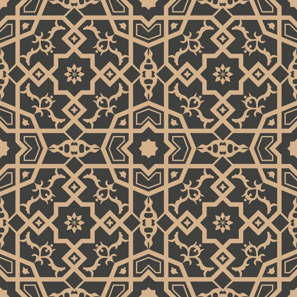 Vektor Damast Nahtlose Retro Muster Hintergrund Polygon Geometrie Kreuzrahmen Blume — Stockvektor