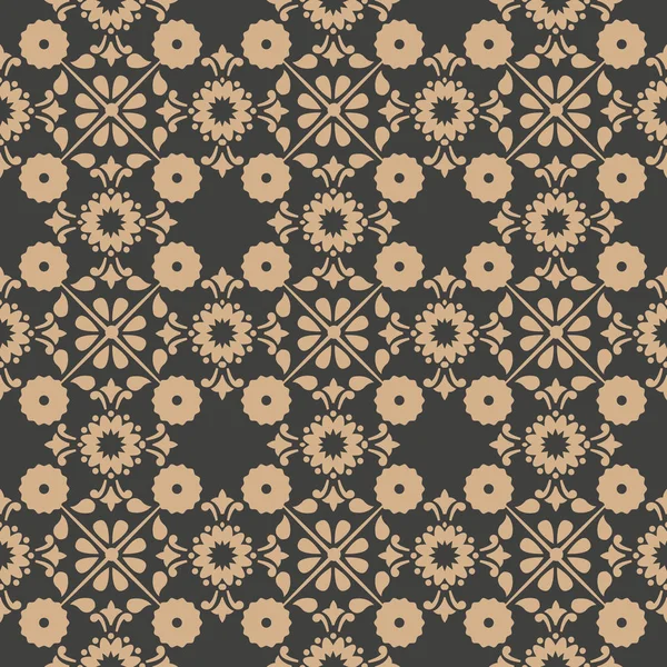 Vector Damask Seamless Retro Pattern Background Curve Cross Flower Frame — Stock Vector