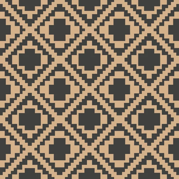 Vector Damasco Inconsútil Patrón Retro Fondo Mosaico Píxel Geometría Comprobar — Vector de stock