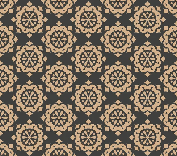Vektor Damast Nahtlose Retro Muster Hintergrund Orientalischen Runden Kreuz Blume — Stockvektor