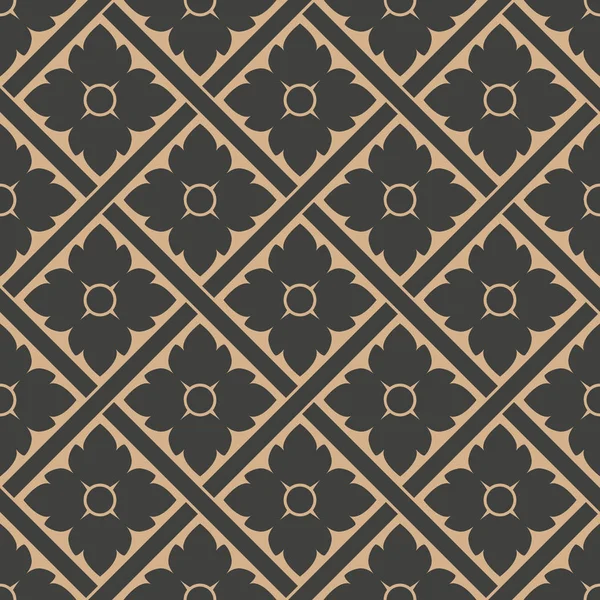 Vektör damasko Dikişsiz retro desen arka plan geometri çapraz çiçek çerçeve kontrol edin. Zarif lüks kahverengi tonlu tasarım duvar kağıtları, arka planında ve sayfa doldurmak için.