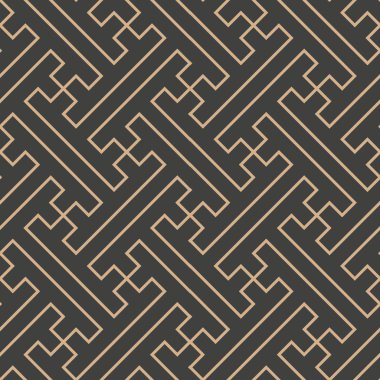 Vektör damasko Dikişsiz retro desen arka plan Çokgen sarmal Kadraj çapraz Çin geometri. Zarif lüks kahverengi tonlu tasarım duvar kağıtları, arka planında ve sayfa doldurmak için.