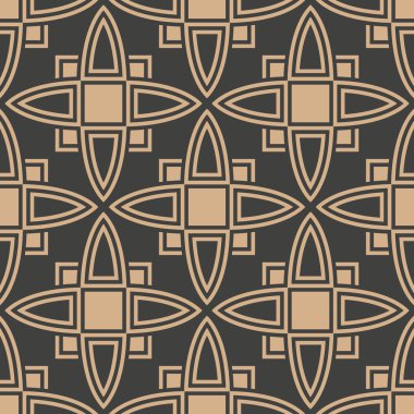 Vektör damasko Dikişsiz retro desen arka plan eğrisi çerçeve kaleydoskop kare. Zarif lüks kahverengi tonlu tasarım duvar kağıtları, arka planında ve sayfa doldurmak için.