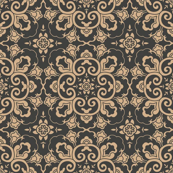 Vecteur Damassé Sans Couture Motif Rétro Fond Oriental Spirale Courbe — Image vectorielle