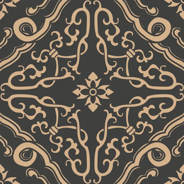 Vector Damassé Sans Couture Motif Rétro Fond Oriental Spirale Courbe — Image vectorielle