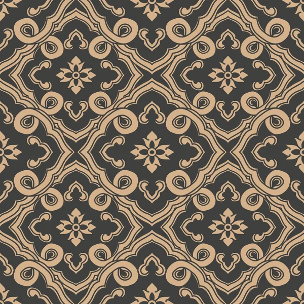 Vector Damassé Sans Couture Motif Rétro Fond Oriental Spirale Courbe — Image vectorielle