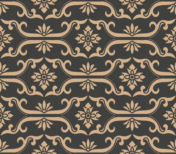 Vector Damask Seamless Retro Pattern Background Spiral Curve Cross Oriental — Stock Vector