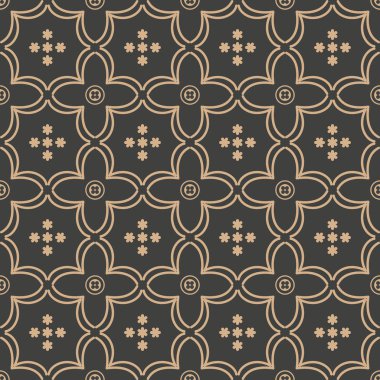 Vektör damasko Dikişsiz retro desen arka plan eğrisi çapraz çerçeve satır çiçek. Zarif lüks kahverengi tonlu tasarım duvar kağıtları, arka planında ve sayfa doldurmak için.