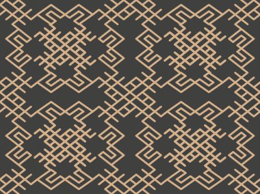 Vektör damasko Dikişsiz retro desen arka plan oryantal geometri onay sarmal çapraz çerçeve chian kret. Zarif lüks kahverengi tonlu tasarım duvar kağıtları, arka planında ve sayfa doldurmak için.