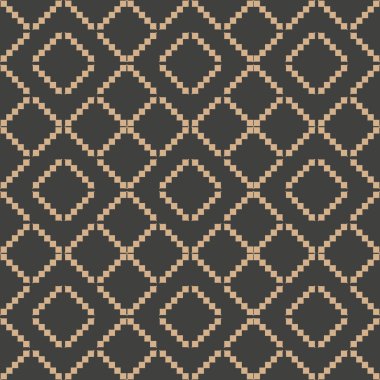 Vektör damasko Dikişsiz retro desen arka plan üçgen geometrisi kontrol çerçeve. Zarif lüks kahverengi tonlu tasarım duvar kağıtları, arka planında ve sayfa doldurmak için.