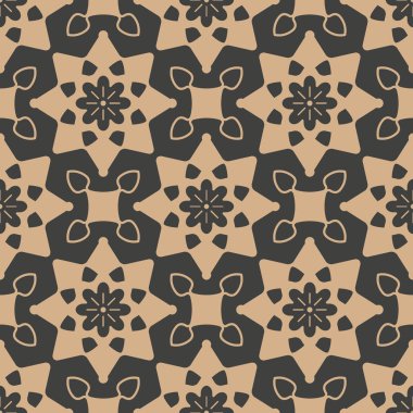 Vektör Şam Dikişsiz retro desen arka plan botanik bahçesi yıldız çapraz çerçeve çiçek çiçek dürbünü. Zarif lüks kahverengi tonlu tasarım duvar kağıtları, arka planında ve sayfa doldurmak için.