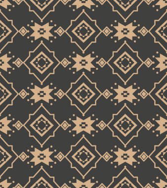 Vektör damasko Dikişsiz retro desen arka plan yıldız onay geometri çiçek çiçek dürbünü çapraz. Zarif lüks kahverengi tonlu tasarım duvar kağıtları, arka planında ve sayfa doldurmak için.