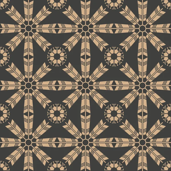 Vektör damasko Dikişsiz retro desen arka plan Aborijin ok tüy çiçek çerçeve çapraz. Zarif lüks kahverengi tonlu tasarım duvar kağıtları, arka planında ve sayfa doldurmak için.