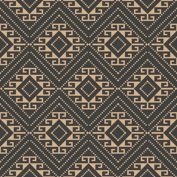 Vector Damassé Sans Couture Motif Rétro Fond Géométrie Polygone Aborigène — Image vectorielle