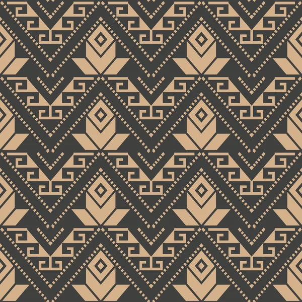 Vector Damassé Sans Couture Motif Rétro Fond Géométrie Polygone Aborigène — Image vectorielle