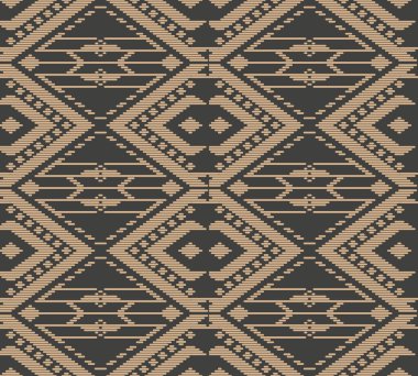 Vektör damasko Dikişsiz retro desen arka planda Aborijin geometri Kadraj çapraz dikiş kontrol edin. Zarif lüks kahverengi tonlu tasarım duvar kağıtları, arka planında ve sayfa doldurmak için.