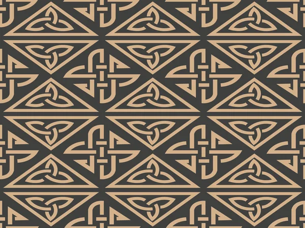 Vector Damast Sömlös Retro Mönster Bakgrund Aboriginal Triangel Geometri Cross — Stock vektor