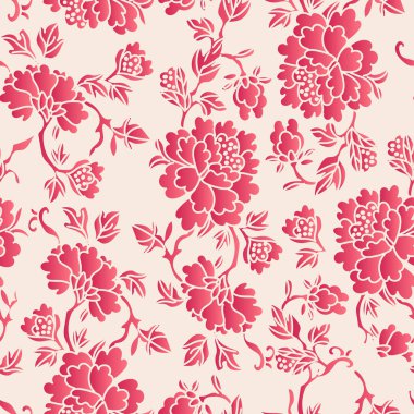 Zarif sorunsuz Çin stili Botanik Bahçe şakayık çiçek desen arka plan. Geleneksel retro duvar kağıdı tasarımı.