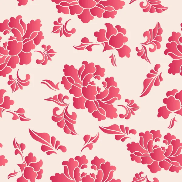 Élégant Style Chinois Sans Couture Jardin Botanique Pivoine Motif Fleur — Image vectorielle