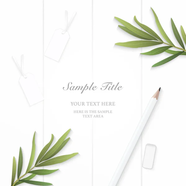 Flat Lay Vista Dall Alto Elegante Composizione Carta Pigna Tag — Vettoriale Stock