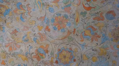 Kızıl Meydan Moskova Kremlin, Rusya Aziz Basil Katedrali Retro vintage iç cephe duvar boyama.