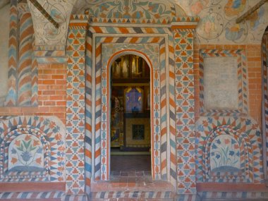 Kızıl Meydan Moskova Kremlin, Rusya Aziz Basil Katedrali Retro vintage iç cephe duvar boyama.